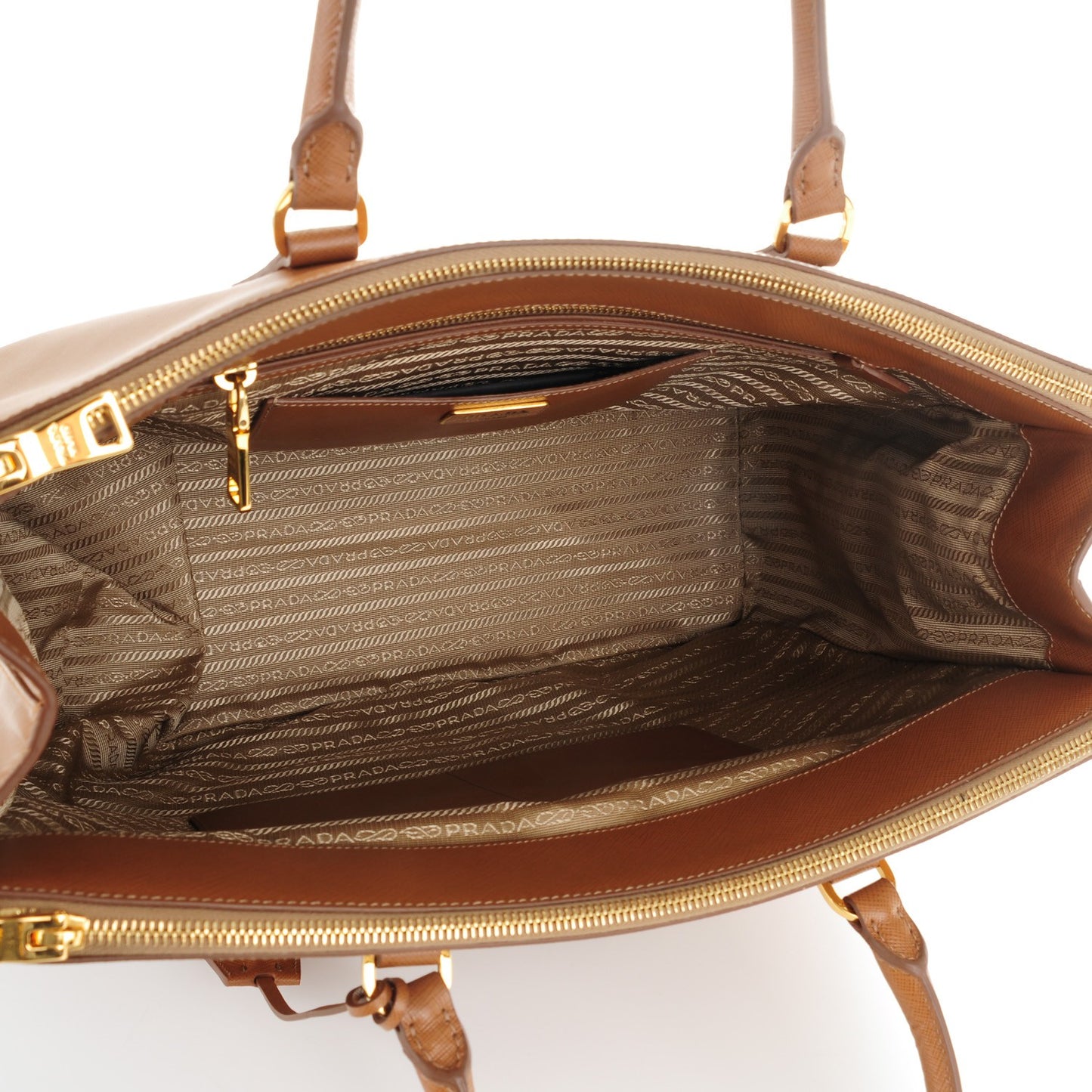 Saffiano Lux Extra Large Galleria Double Zip Tote Caramel