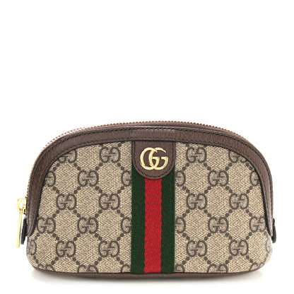 Gucci GG Supreme Monogram Textured Calfskin Web Medium Ophidia Cosmetic Case Beige Ebony New Acero 1 of 8
