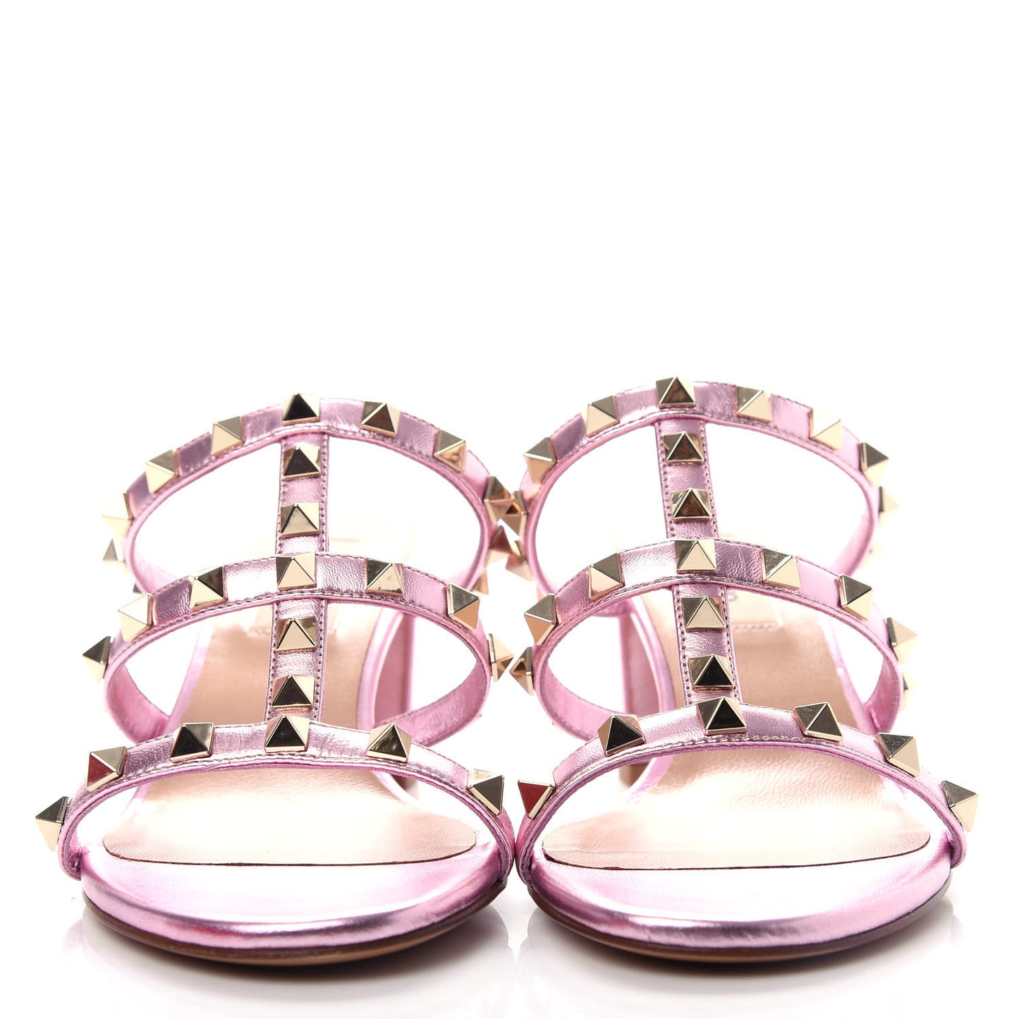Metallic Nappa Rockstud 60mm Caged Slide Sandals 35.5 Giacinto
