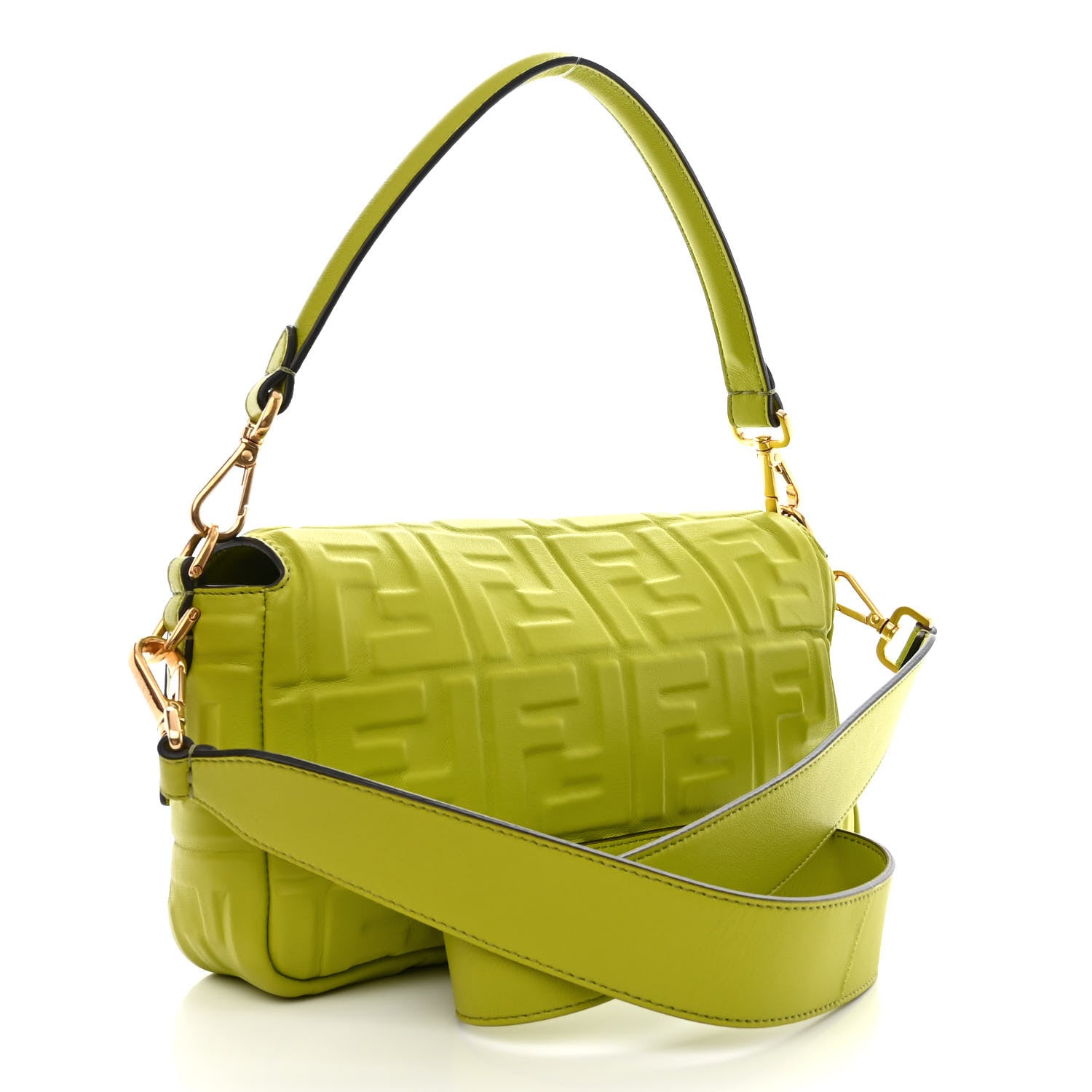 Fendi Nappa FF 1974 Embossed Baguette Wasabi 3 of 10