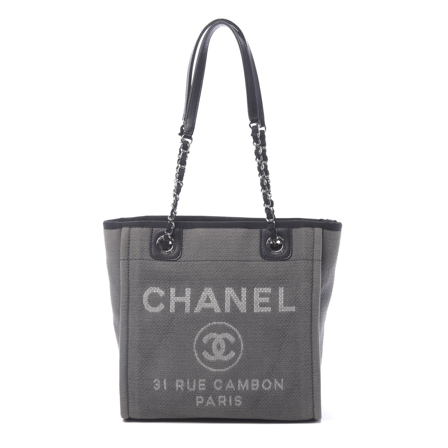 Chanel Canvas Mini Deauville Tote Grey 1 of 10