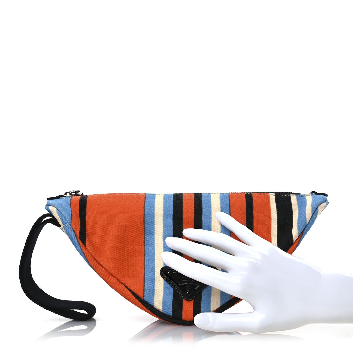 Canvas Baiadera Stripe Wristlet Pouch Arancio