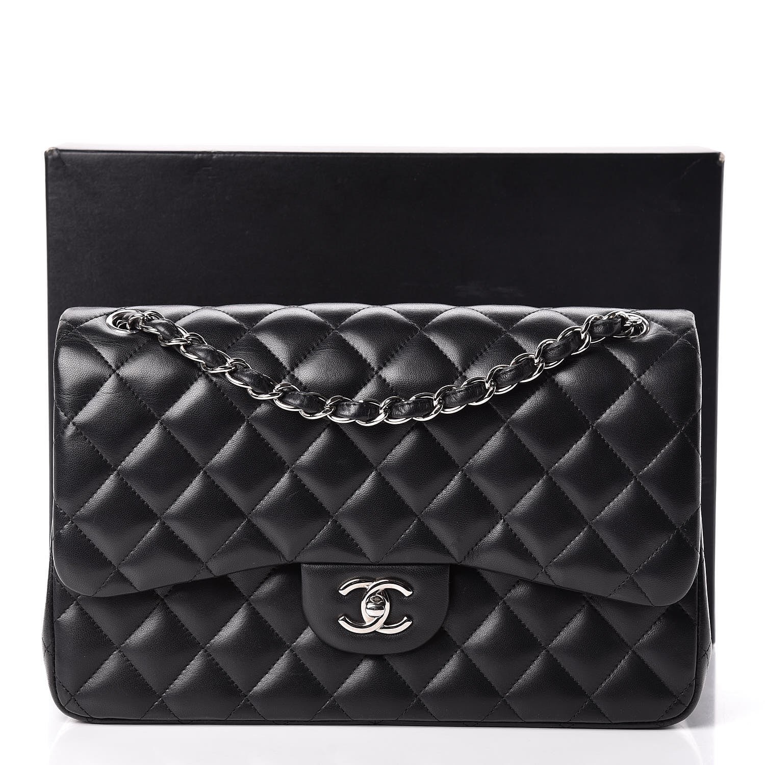 Chanel Lambskin Quilted Jumbo Double Flap Black 12 of 12