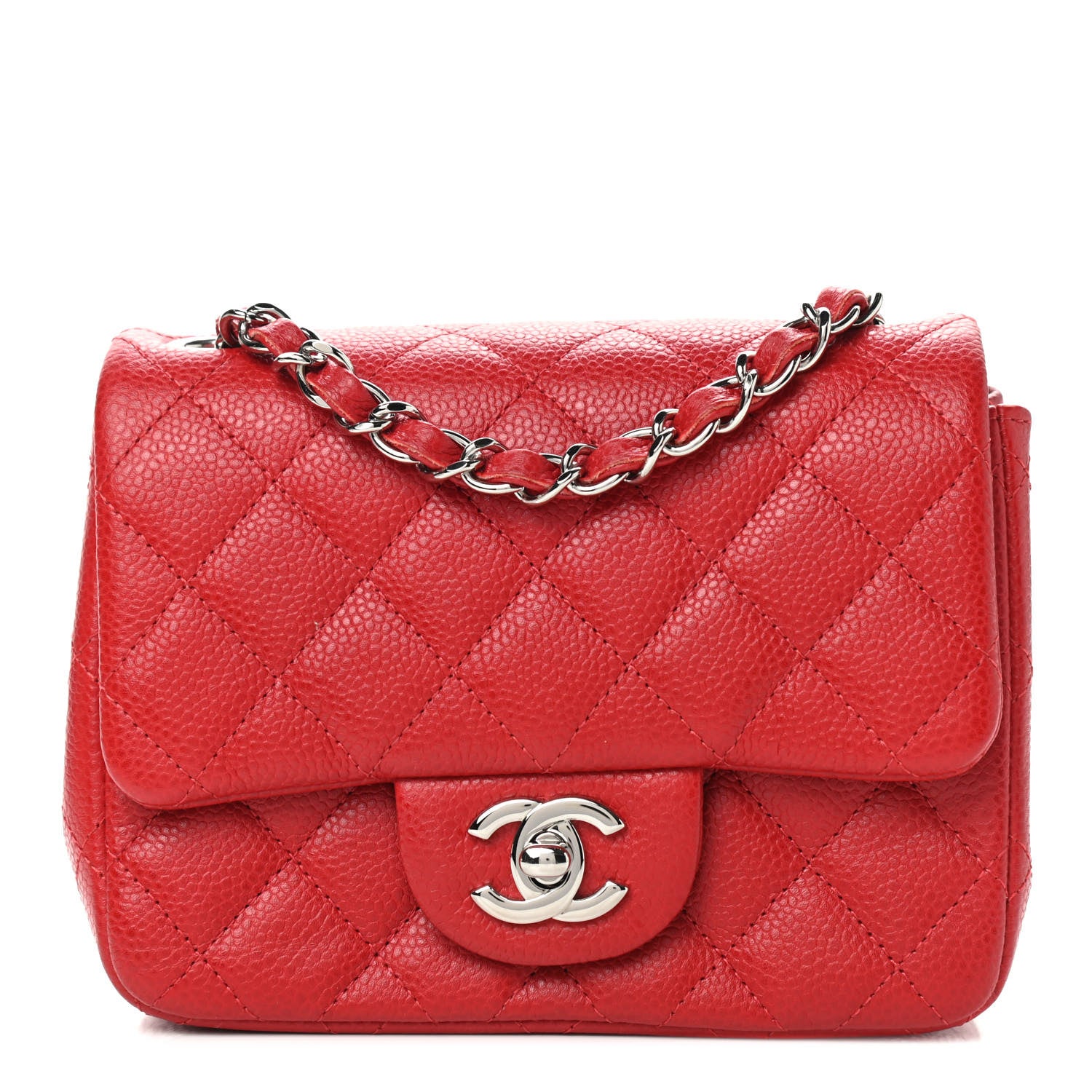 Chanel Caviar Quilted Mini Square Flap Red 1 of 10