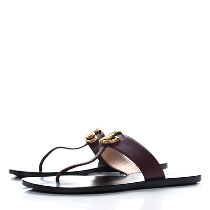 Gucci Calfskin GG Marmont Thong Sandals 37.5 Vintage Bordeaux 3 of 8
