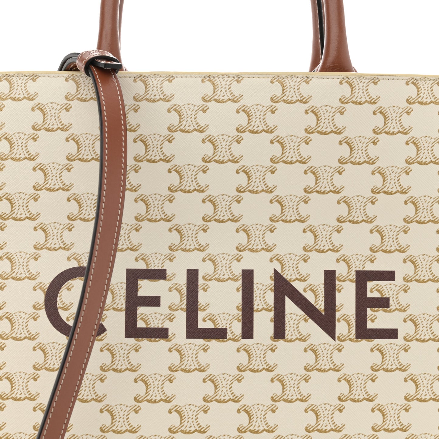 Triomphe Canvas Calfskin Small Vertical Cabas White