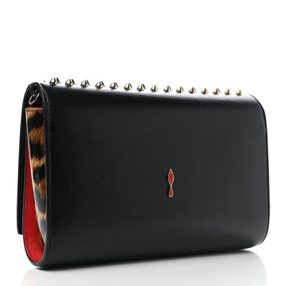 Christian Louboutin Calfskin Patent Leopard Spikes Paloma Clutch Black 4 of 11