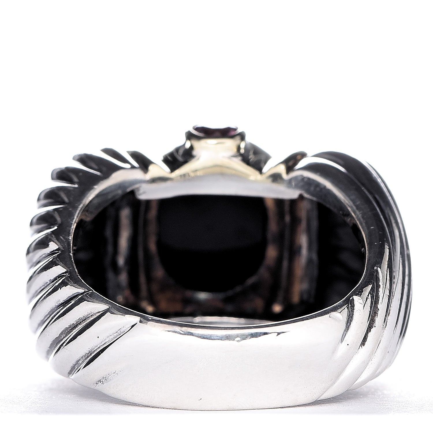 David Yurman Sterling Silver 14K Yellow Gold Black Onyx Pink Sapphire Renaissance Ring 53 6.5 4 of 9
