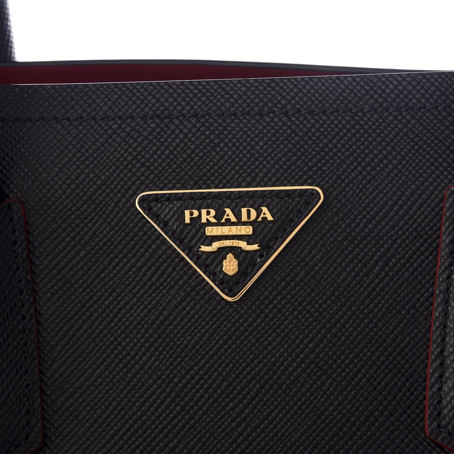 Prada Saffiano Cuir Large Double Bag Black Fuoco 8 of 8