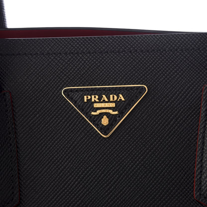 Prada Saffiano Cuir Large Double Bag Black Fuoco 8 of 8