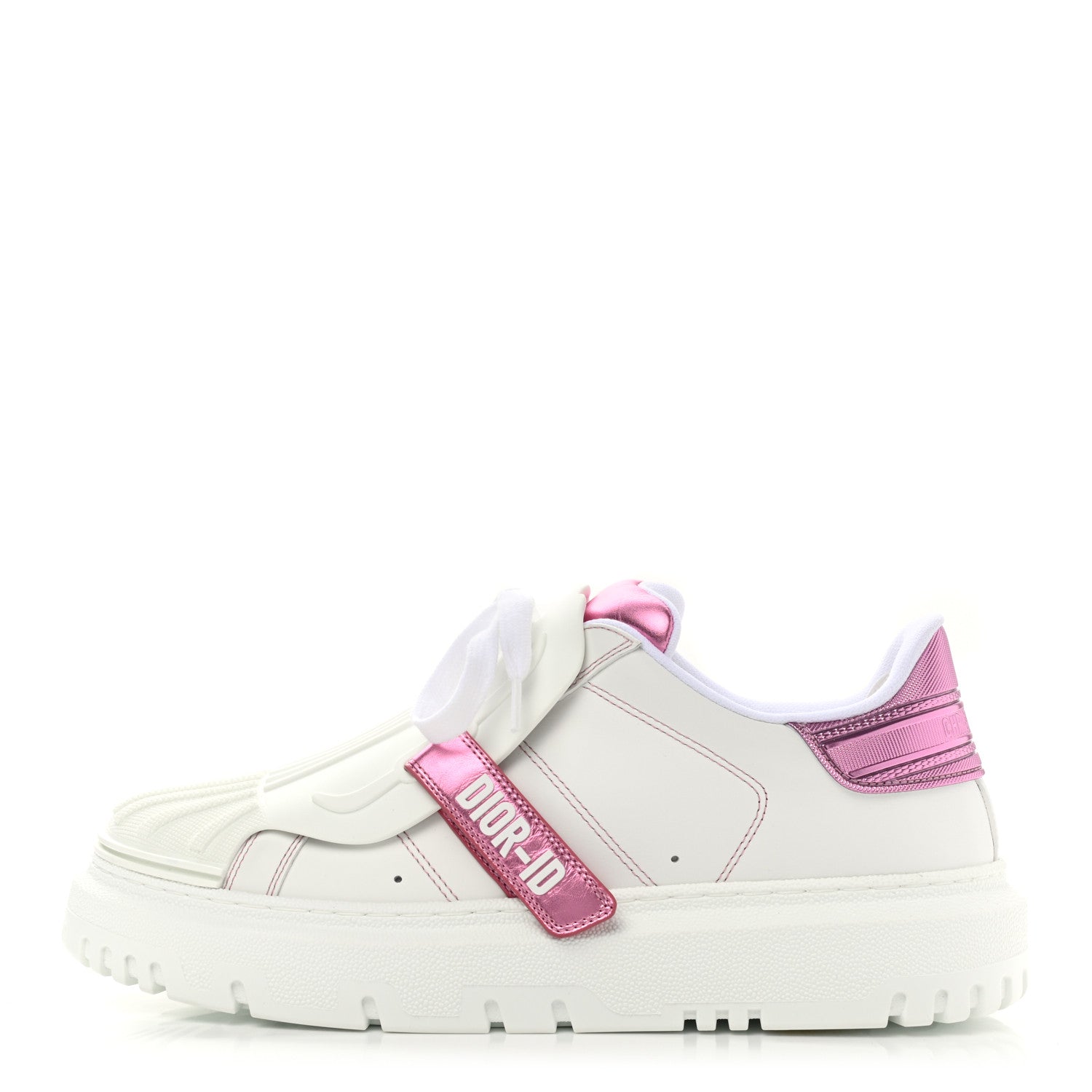 Christian Dior Laminated Calfskin Dior-ID Platform Sneakers 39.5 White Metallic Pink 1 of 8