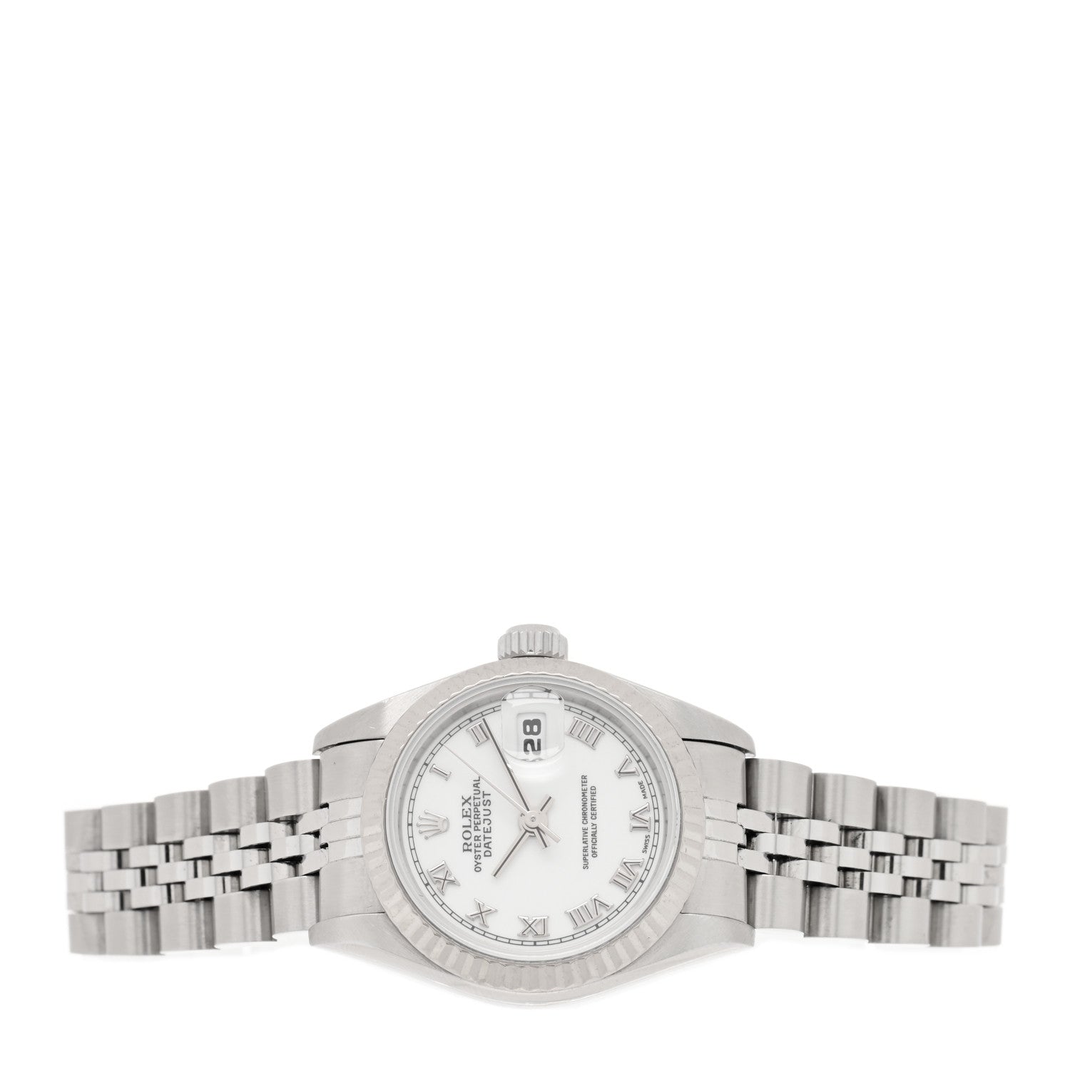 Rolex Stainless Steel 18K White Gold 26mm Oyster Perpetual Datejust Watch White Roman 69174 2 of 4
