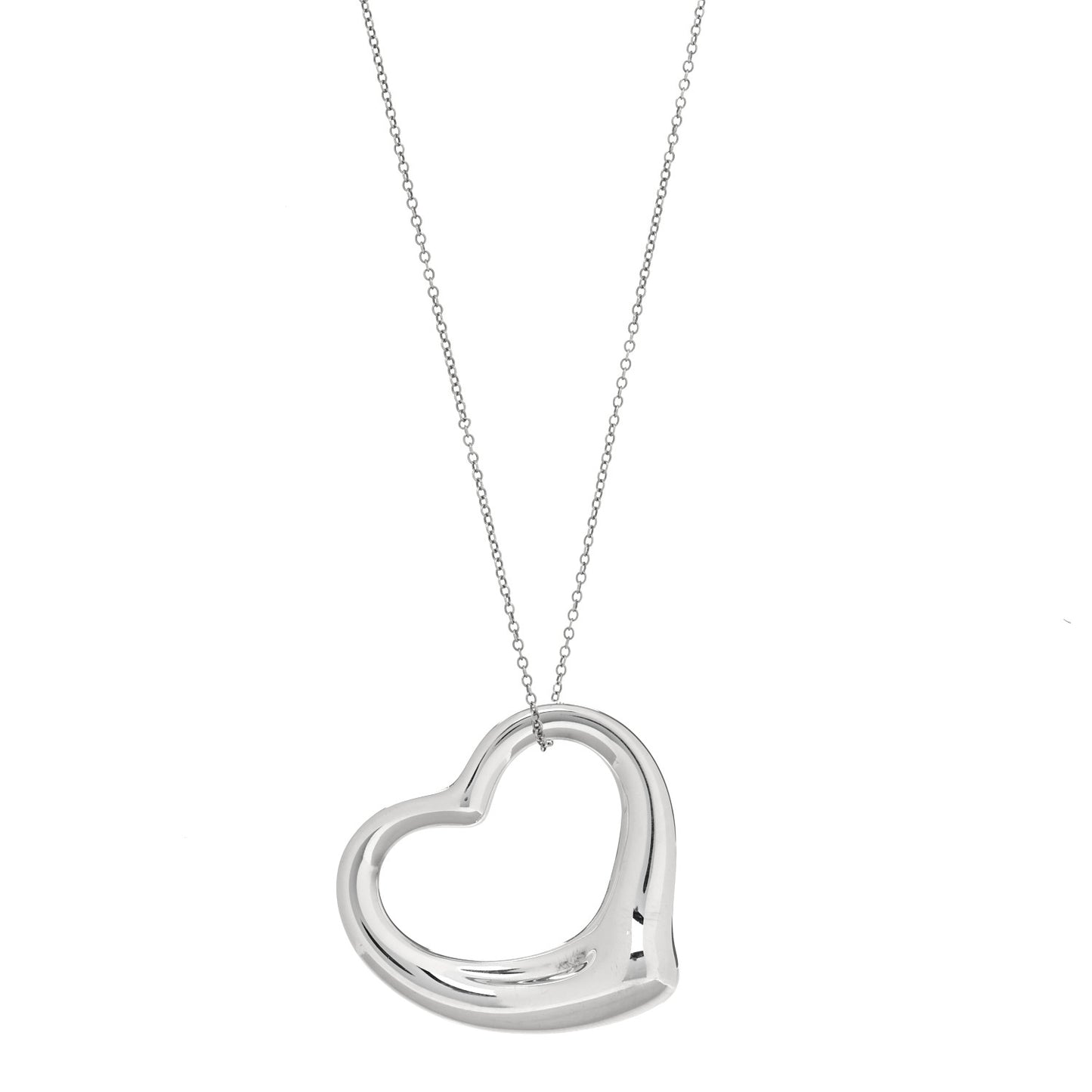 Sterling Silver 36mm Elsa Peretti Open Heart Pendant Necklace