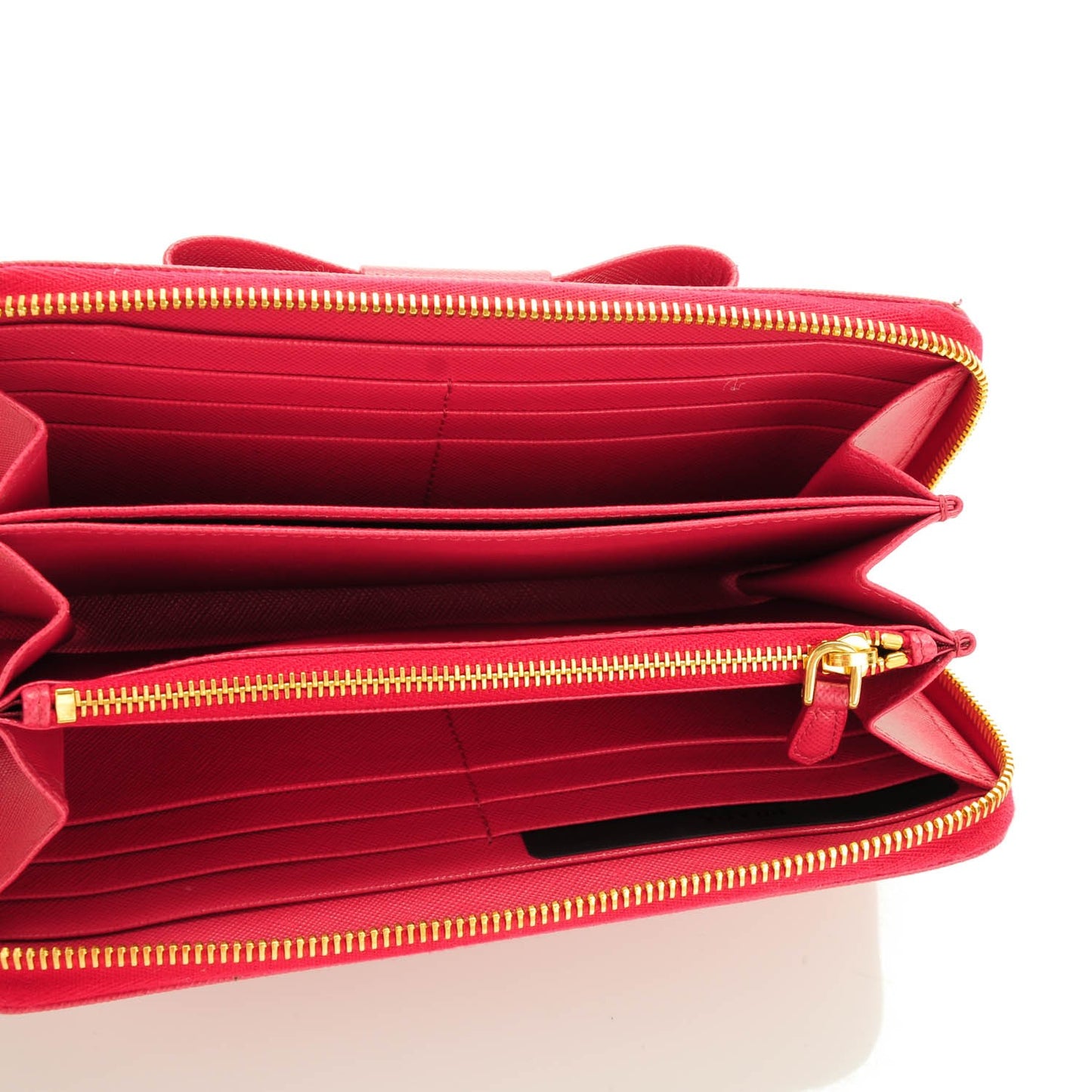 Saffiano Fiocco Bow Zip Around Wallet Peonia