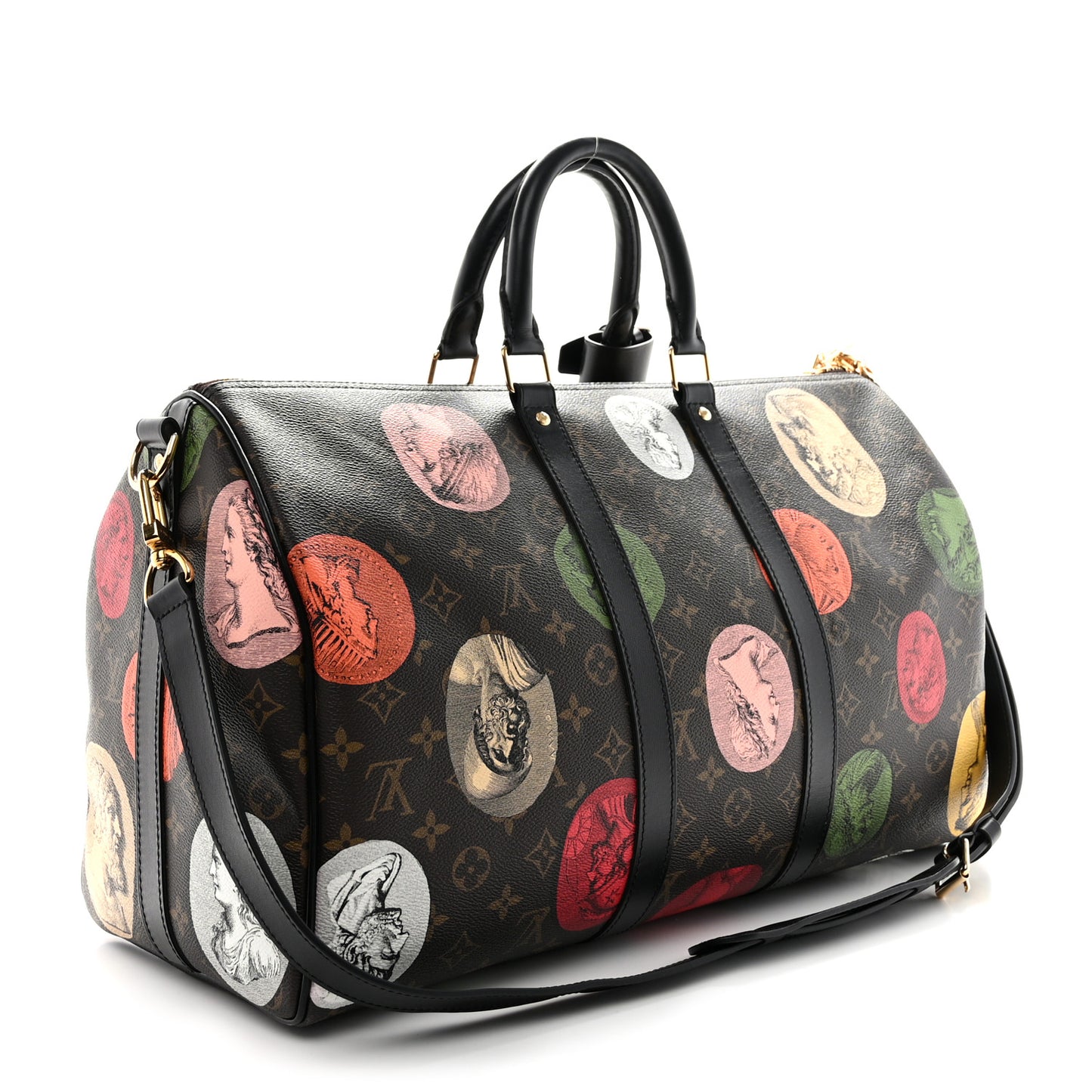 X FORNASETTI Calfskin Fornasetti Keepall Bandouliere 45