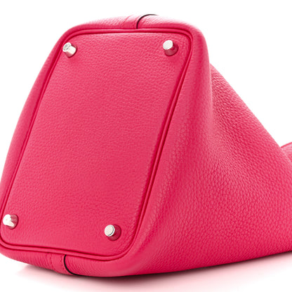 Hermes Taurillon Clemence Swift Eclat Picotin Lock 18 PM Framboise Rouge Sellier 10 of 14