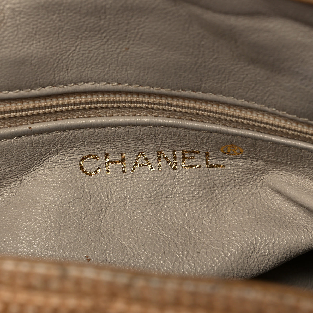 Chanel Straw Raffia Shoulder Bag Beige 10 of 15