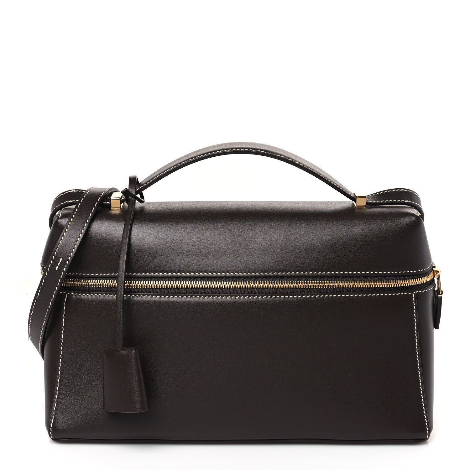 Loro Piana Smooth Calfskin Extra Bag L27 Dark Chocolate Licorice 1 of 9