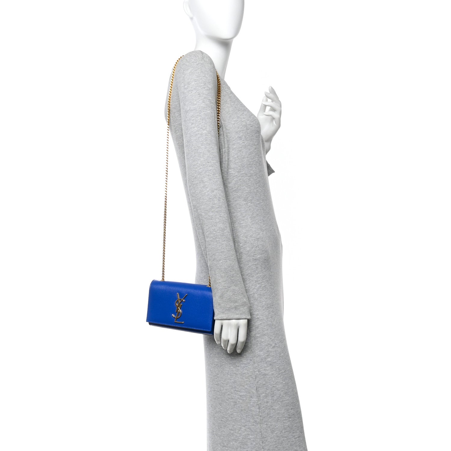 Saint Laurent Grain De Poudre Small Classic Monogram Kate Satchel Royal Blue 2 of 12
