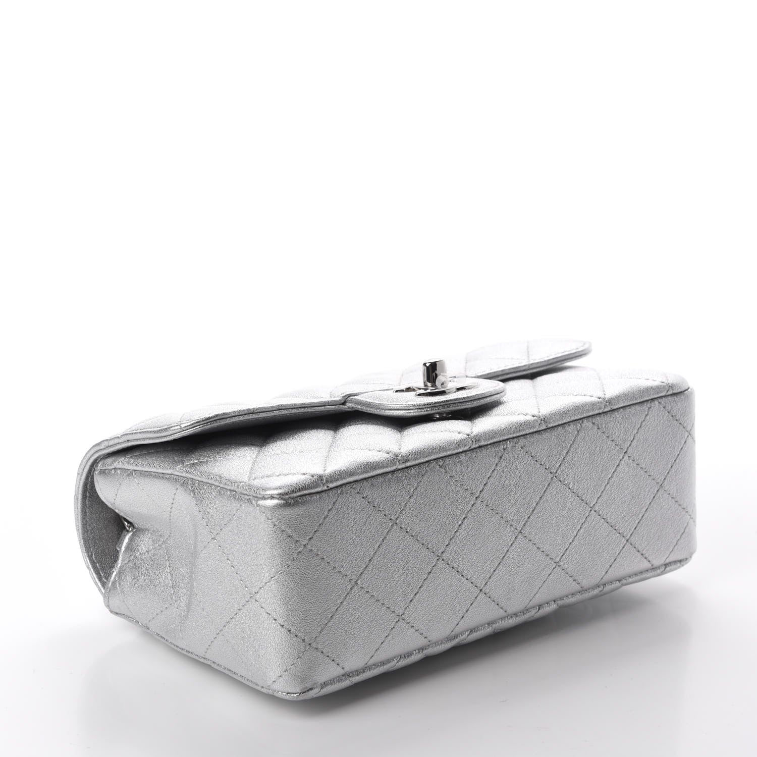 Chanel Metallic Lambskin Quilted Mini Rectangular Flap Silver 4 of 11