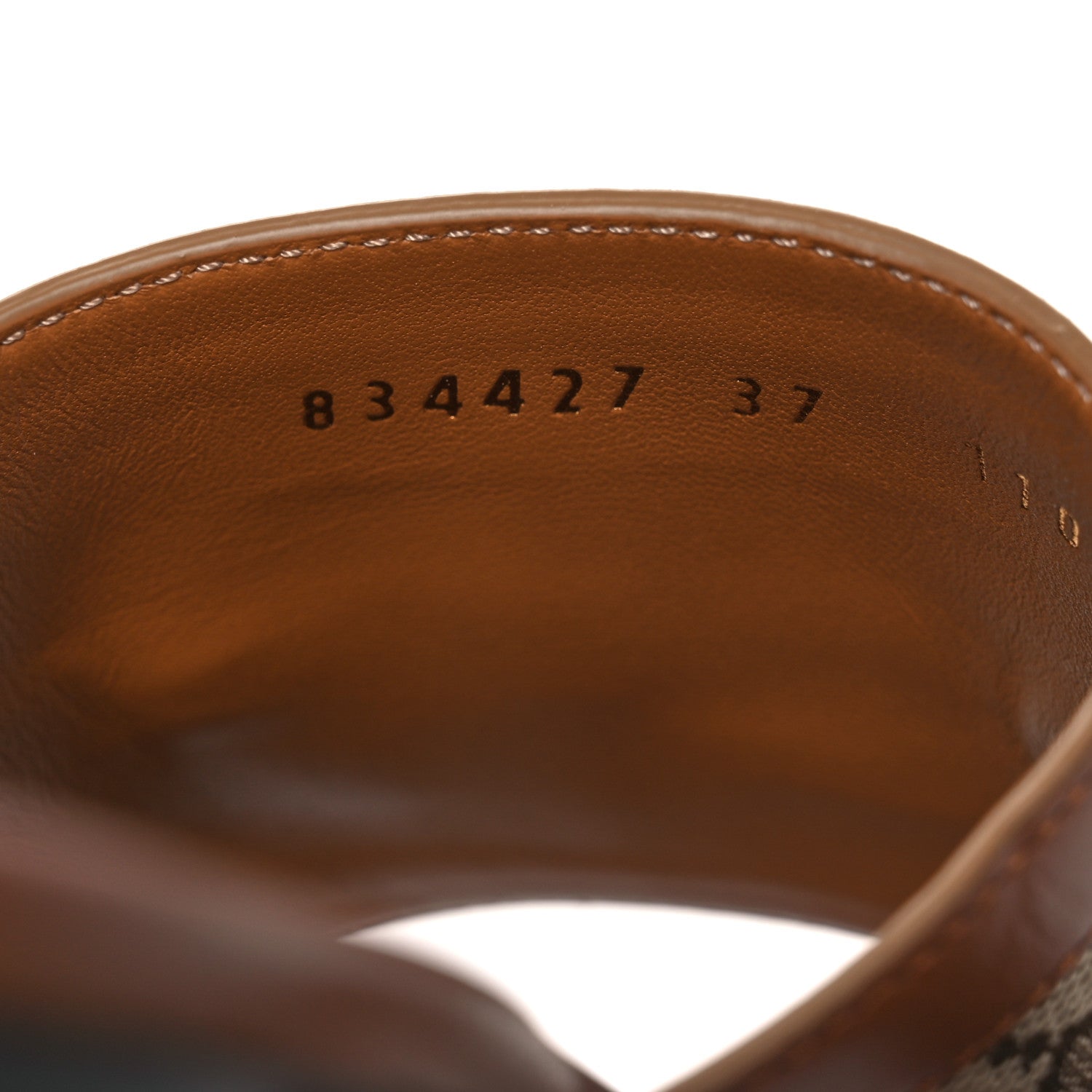 Gucci Calfskin Monogram Horsebit Womens Slide Sandals 37 Beige Ebony Sundial 10 of 12