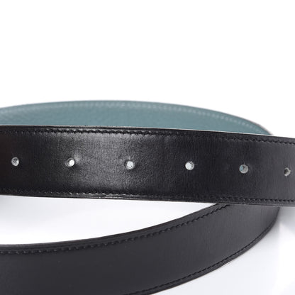 Hermes Box Togo 32mm H Belt 80 Black Ciel 6 of 9