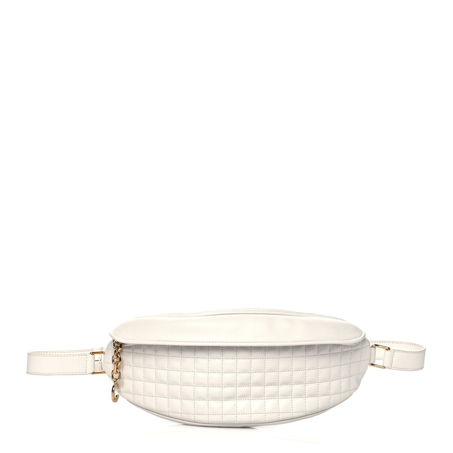 Calfskin Quilted C Charm Belt Bag White