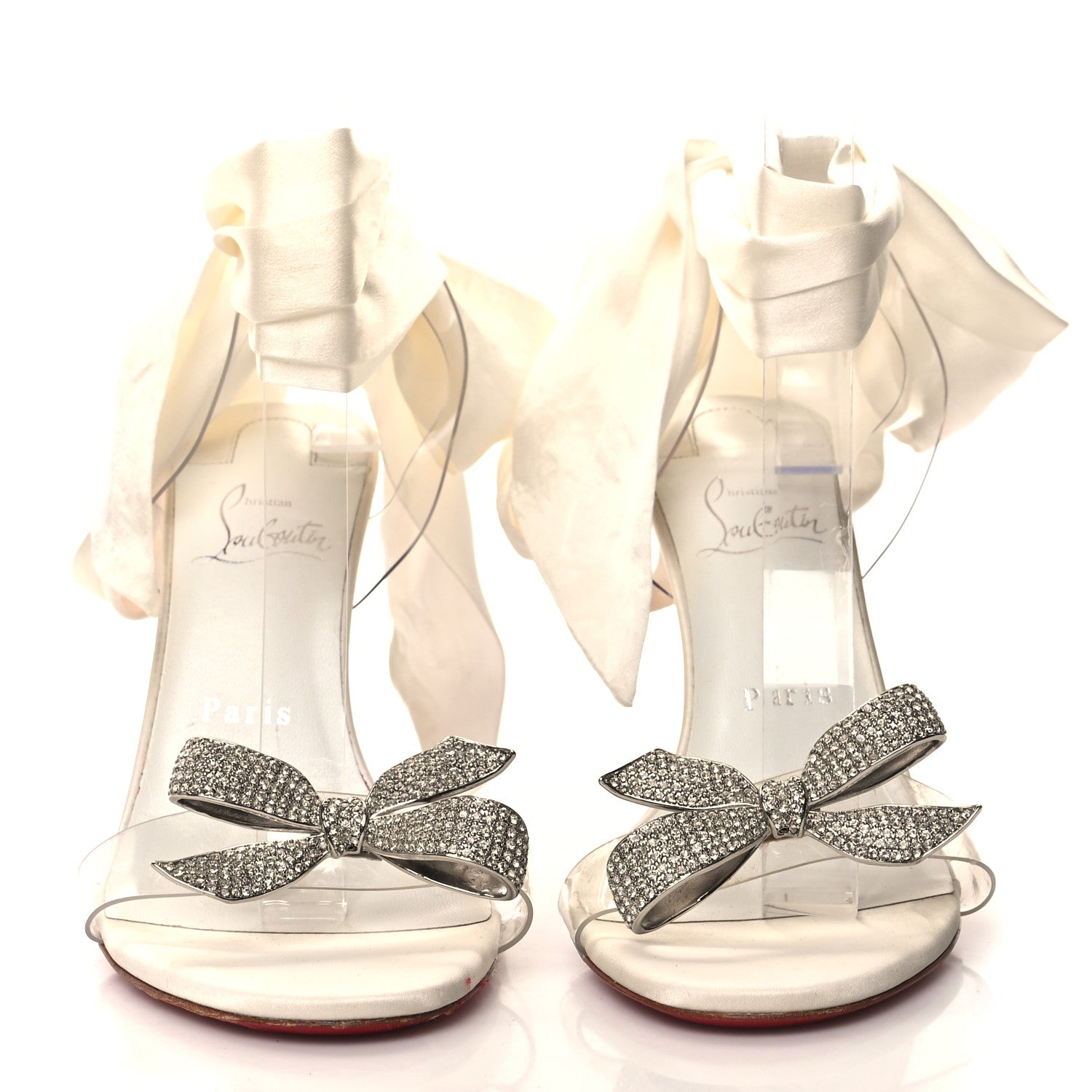 Christian Louboutin Crystal PVC Astrinodo 100 Sandals 38 Ivory 2 of 10