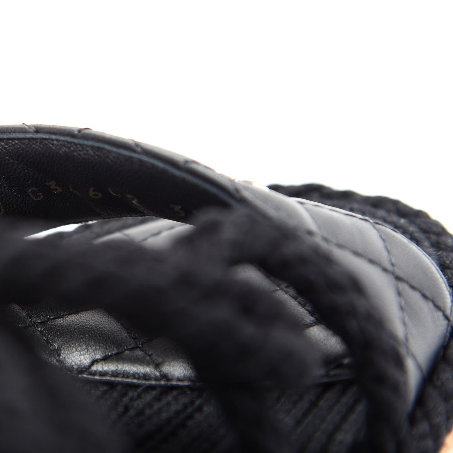 Chanel Cord Lambskin Quilted Logo Sandals 38 Black 10 of 11