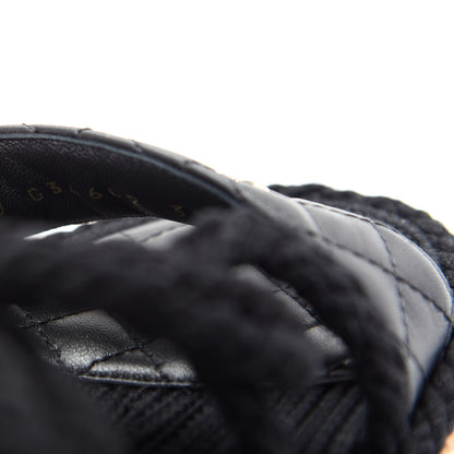 Chanel Cord Lambskin Quilted Logo Sandals 38 Black 10 of 11