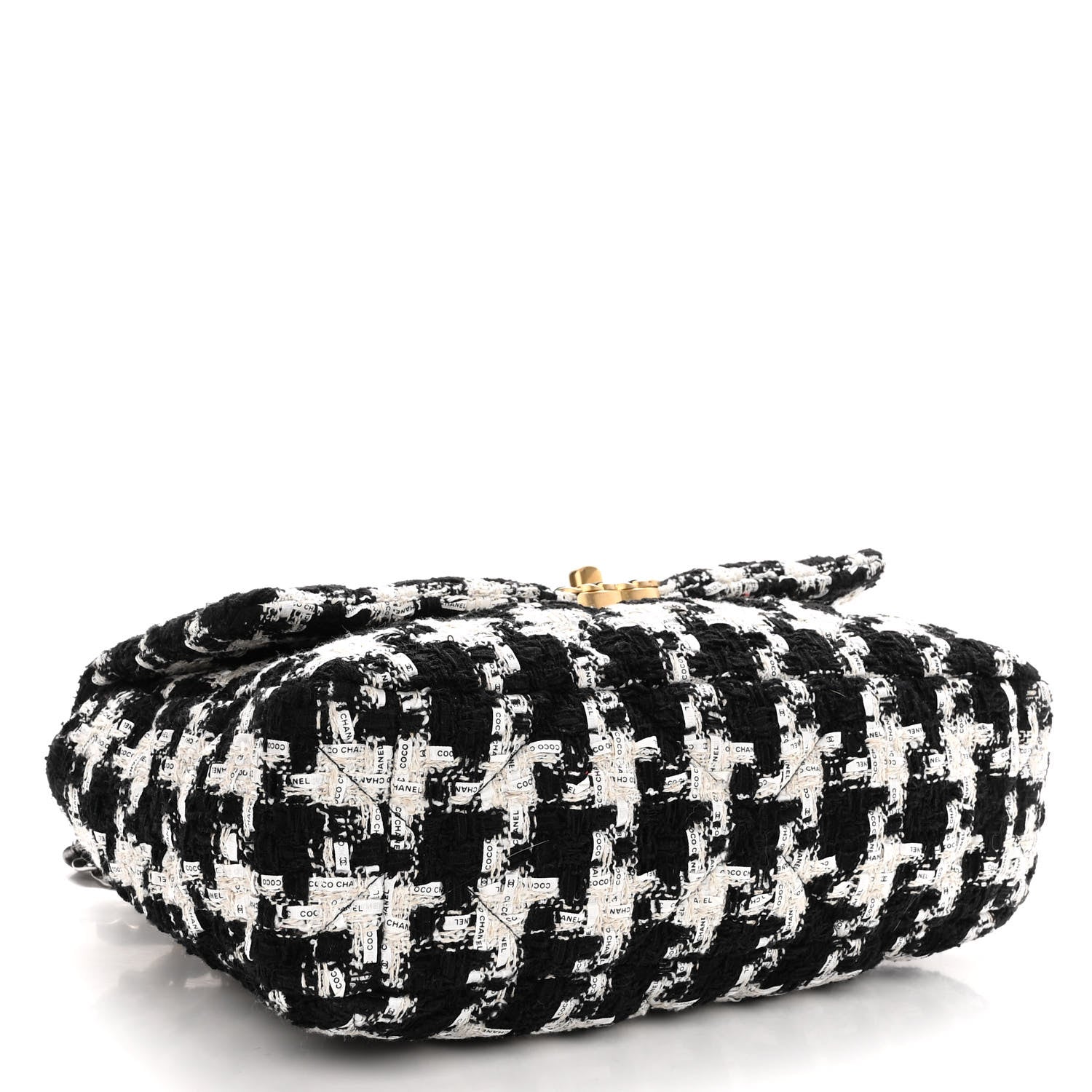 Chanel Tweed Quilted Large Chanel 19 Flap Black Ecru White 4 of 9