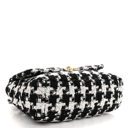 Chanel Tweed Quilted Large Chanel 19 Flap Black Ecru White 4 of 9