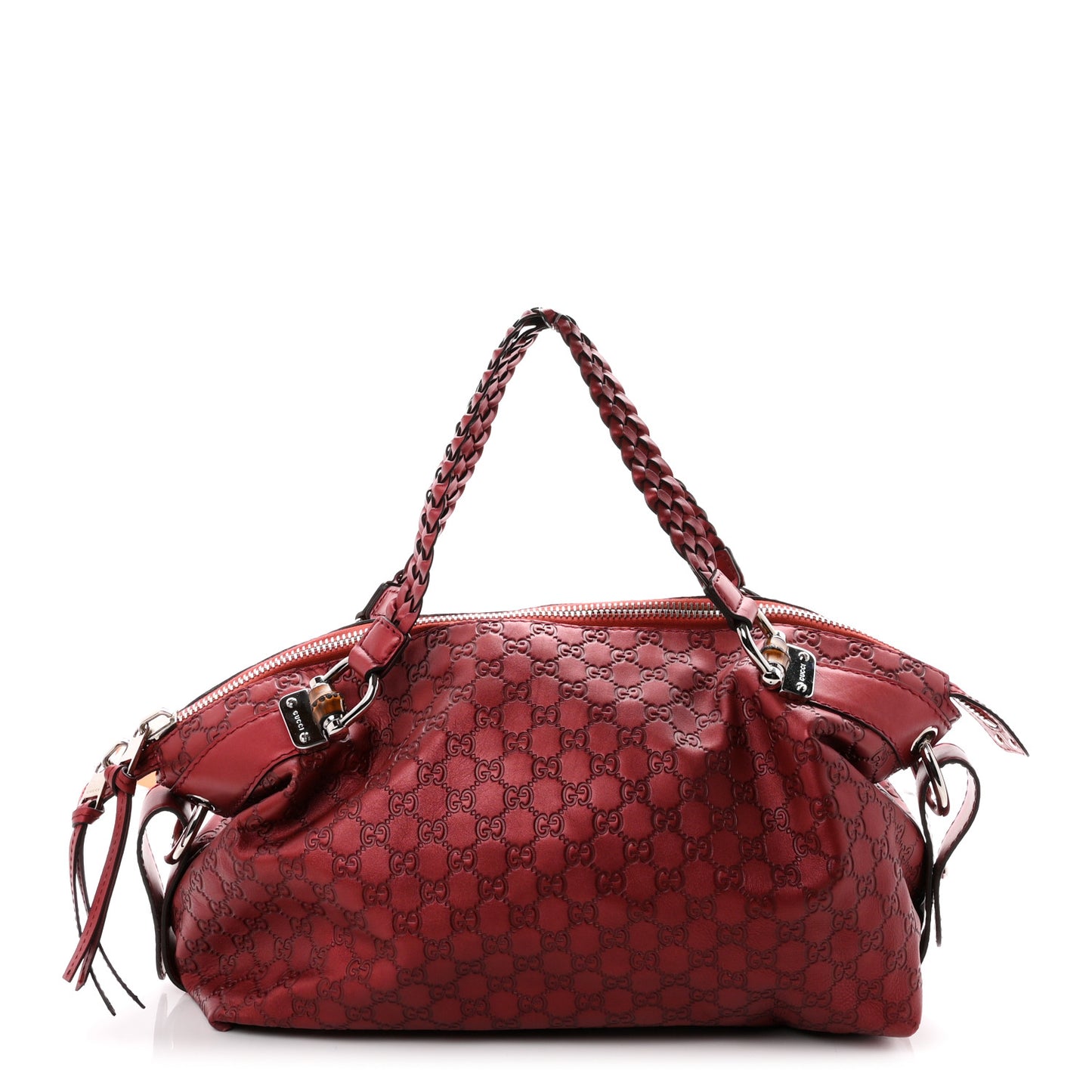 Metallic Guccissima Medium Bamboo Bar Tote Red