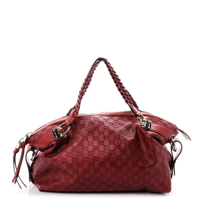 Gucci Metallic Guccissima Medium Bamboo Bar Tote Red 1 of 10
