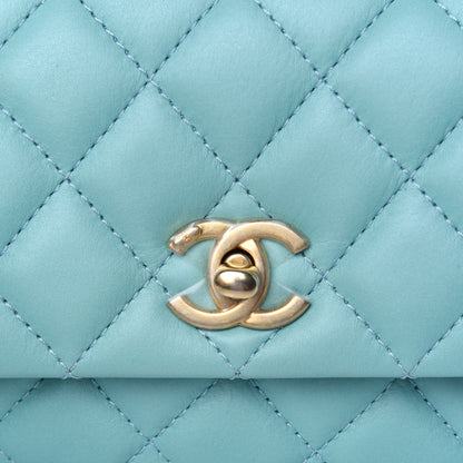 Chanel Calfskin Quilted Top Handle Flap Light Blue 10 of 13