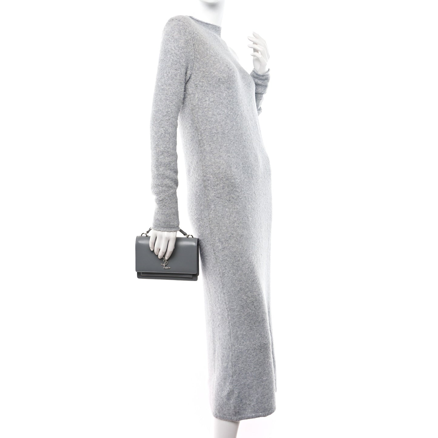 Calfskin Monogram Sunset Top Handle Chain Wallet New Stone Grey