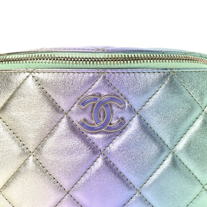 Chanel Gradient Metallic Lambskin Quilted Walking Mood Waist Bag Fanny Pack Pink Purple Green 7 of 9