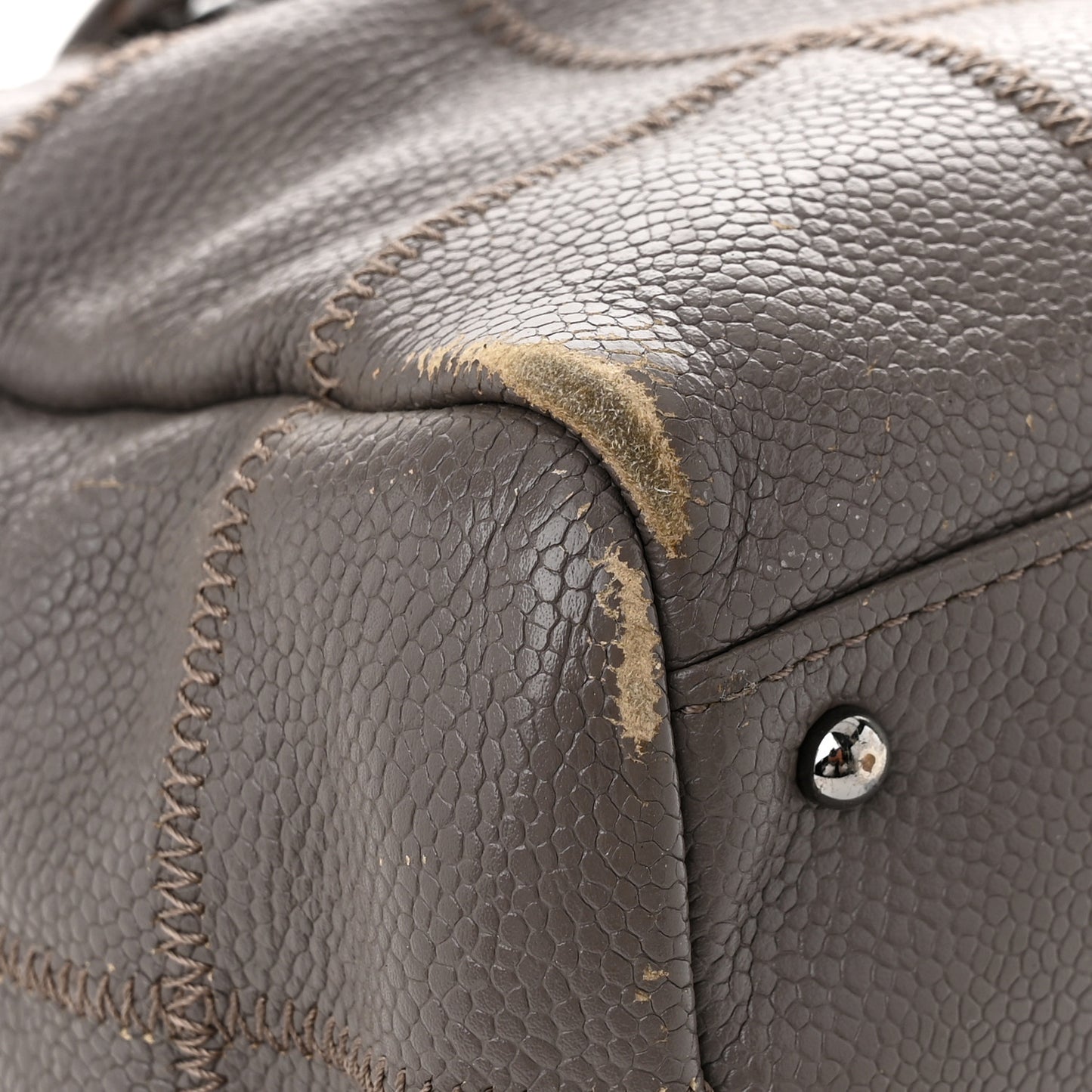 Caviar Square Stitched Bowler Grey