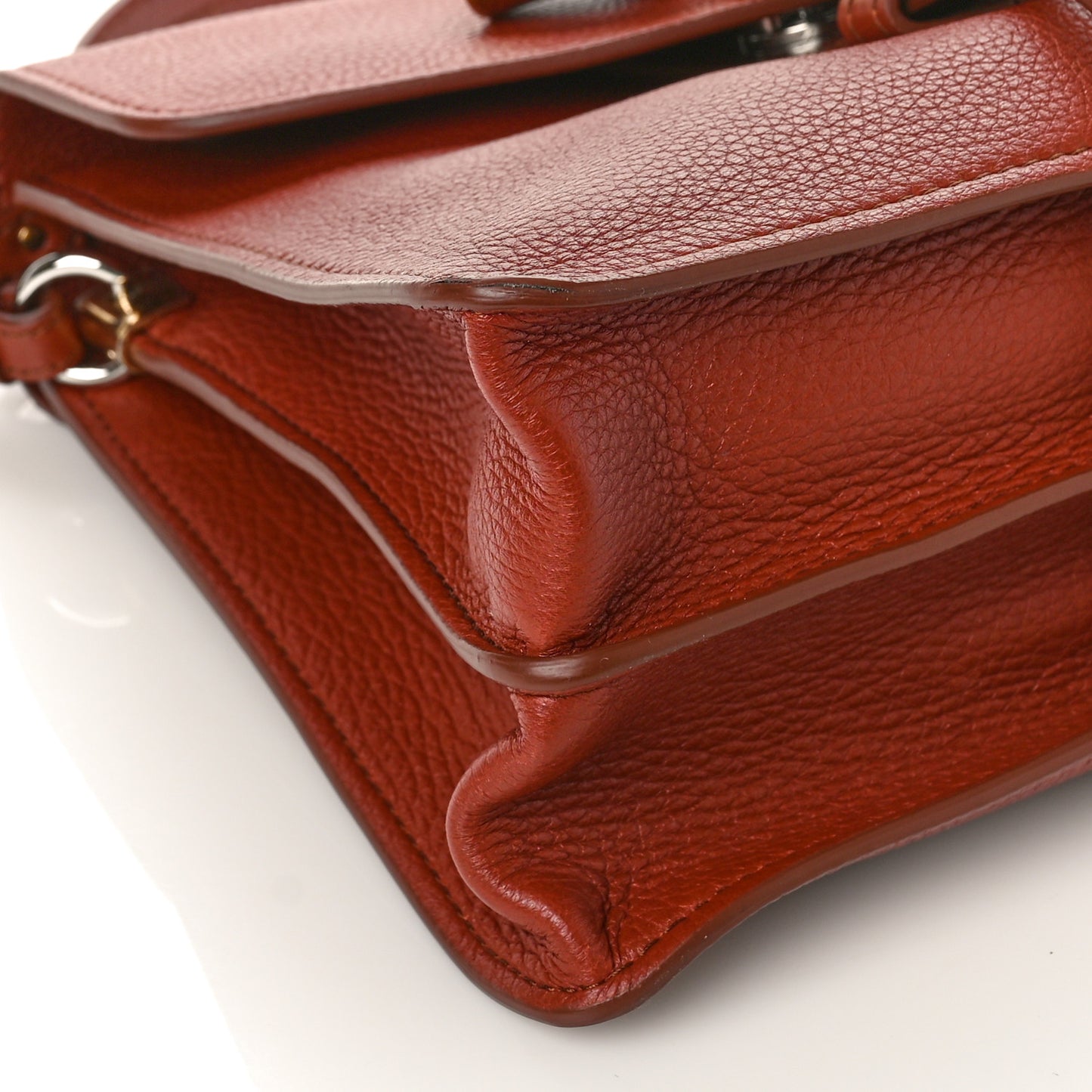 Shiny Grained Calfskin Medium Aby Day Shoulder Bag Sepia Brown