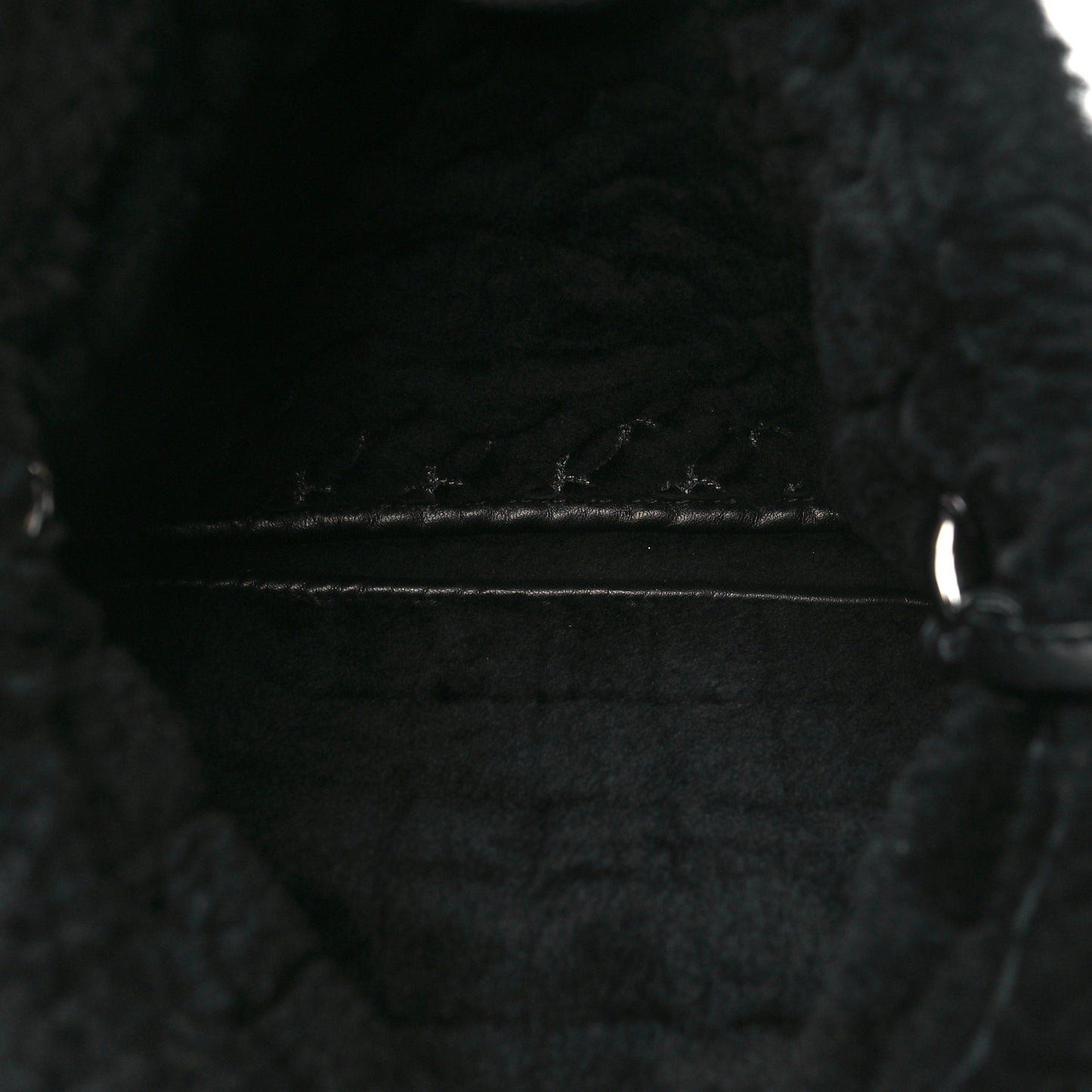 Suede Shearling Stitched CC Mini Tote Black