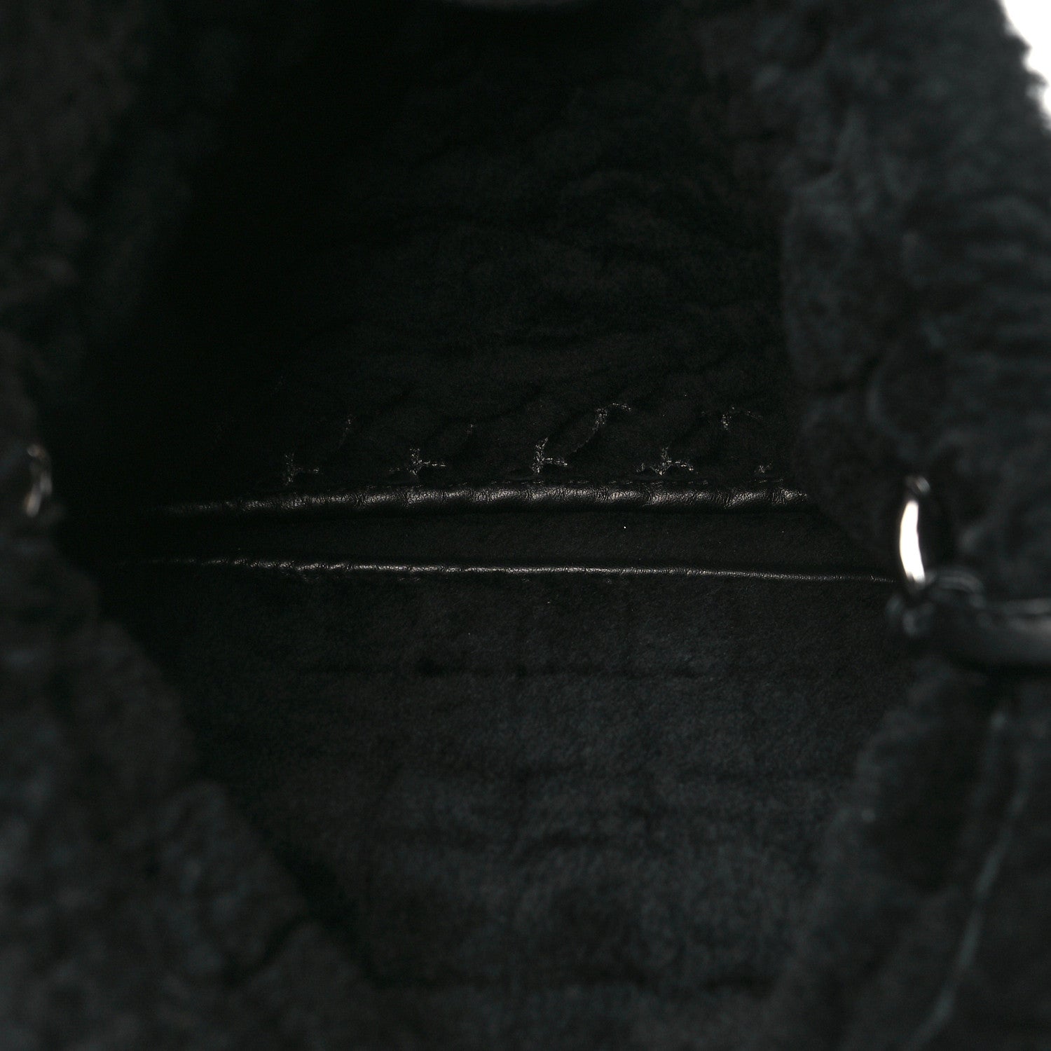 Chanel Suede Shearling Stitched CC Mini Tote Black 6 of 10
