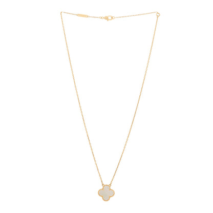 Van Cleef & Arpels 18K Yellow Gold Mother of Pearl Vintage Alhambra Pendant Necklace 3 of 6