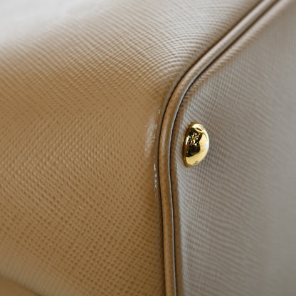 Prada Saffiano Cuir Large Double Bag Caramel Fuoco 15 of 17