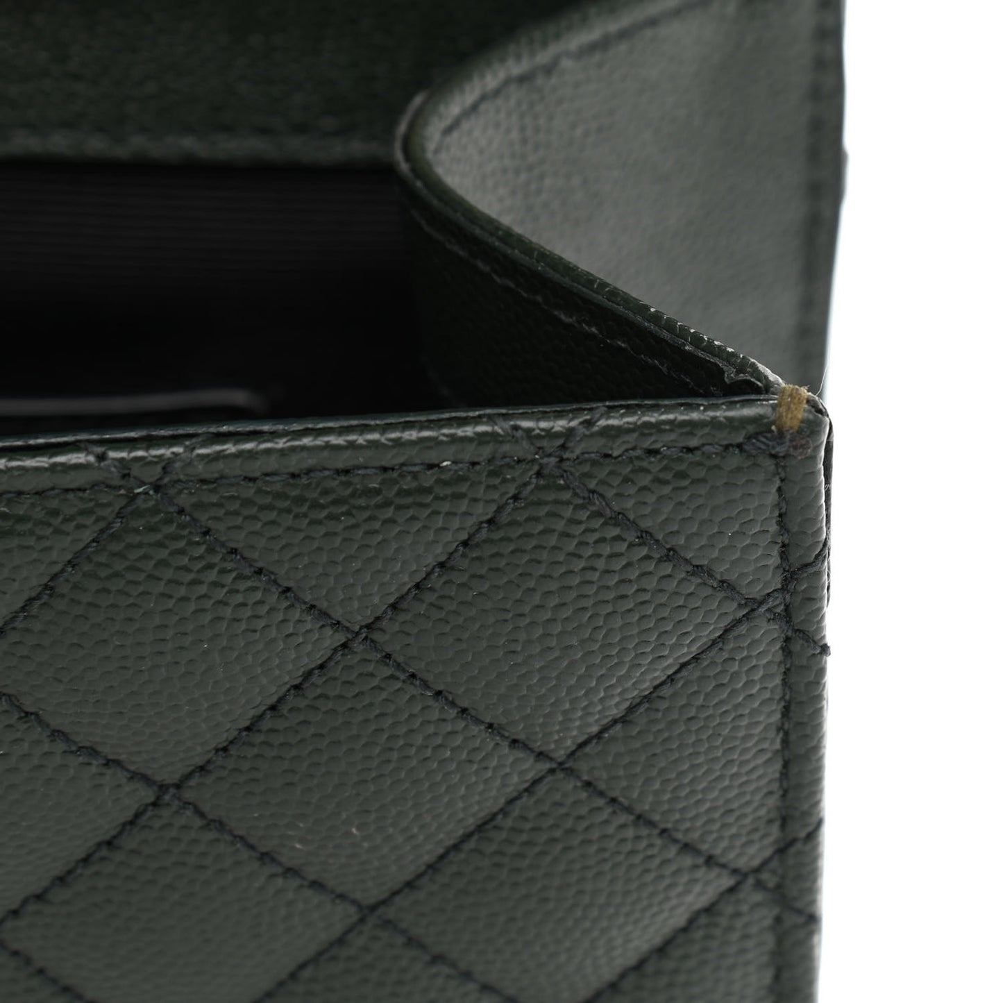 Grain De Poudre Textured Mixed Matelasse Triquilt Small Monogram Satchel Dark Green