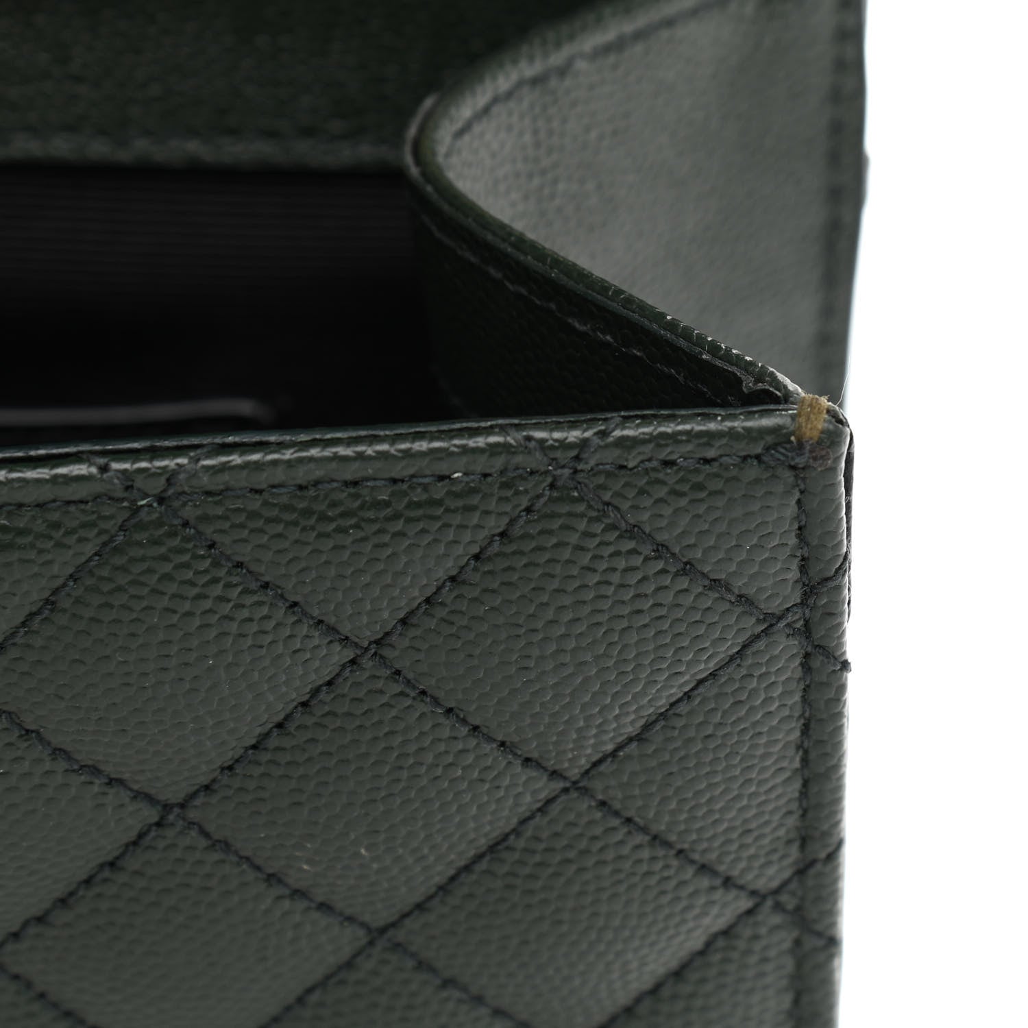 Saint Laurent Grain De Poudre Textured Mixed Matelasse Triquilt Small Monogram Satchel Dark Green 13 of 13