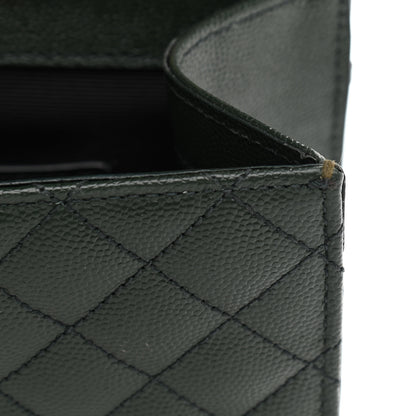 Saint Laurent Grain De Poudre Textured Mixed Matelasse Triquilt Small Monogram Satchel Dark Green 13 of 13