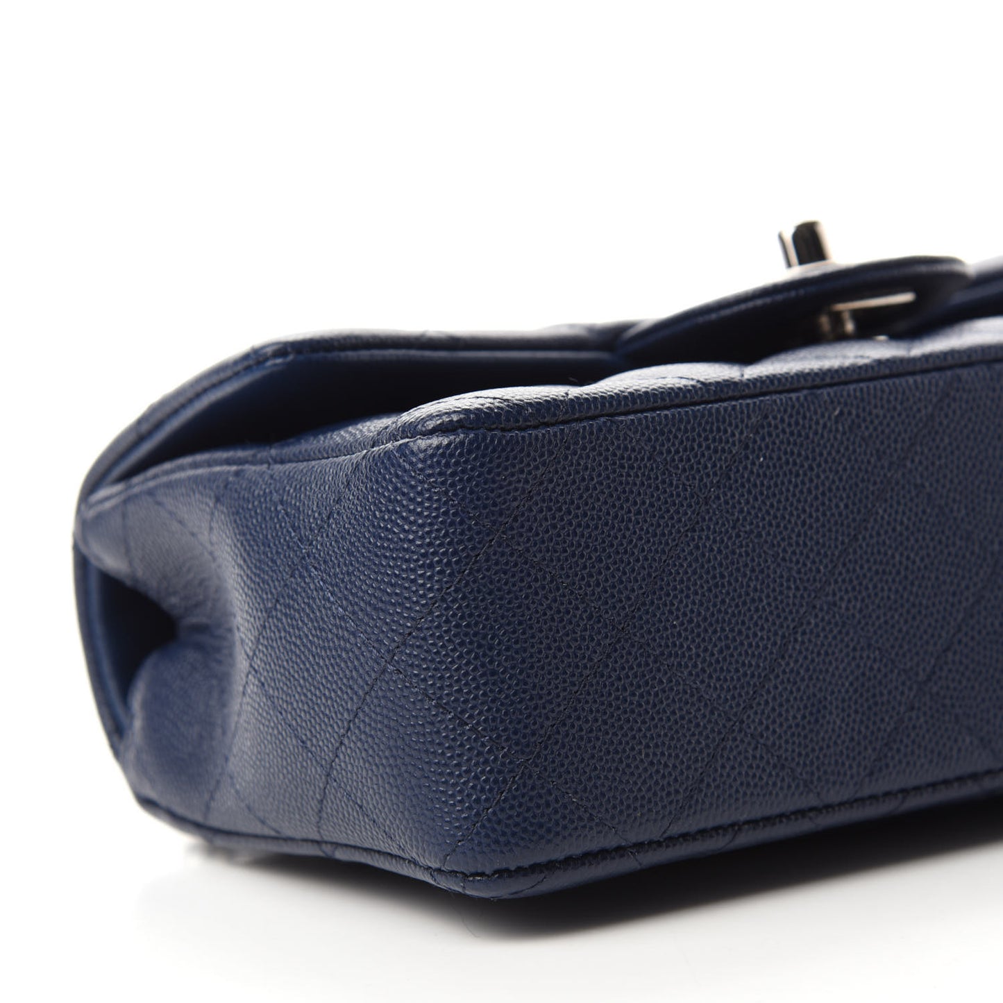 Caviar Quilted Mini Rectangular Flap Navy