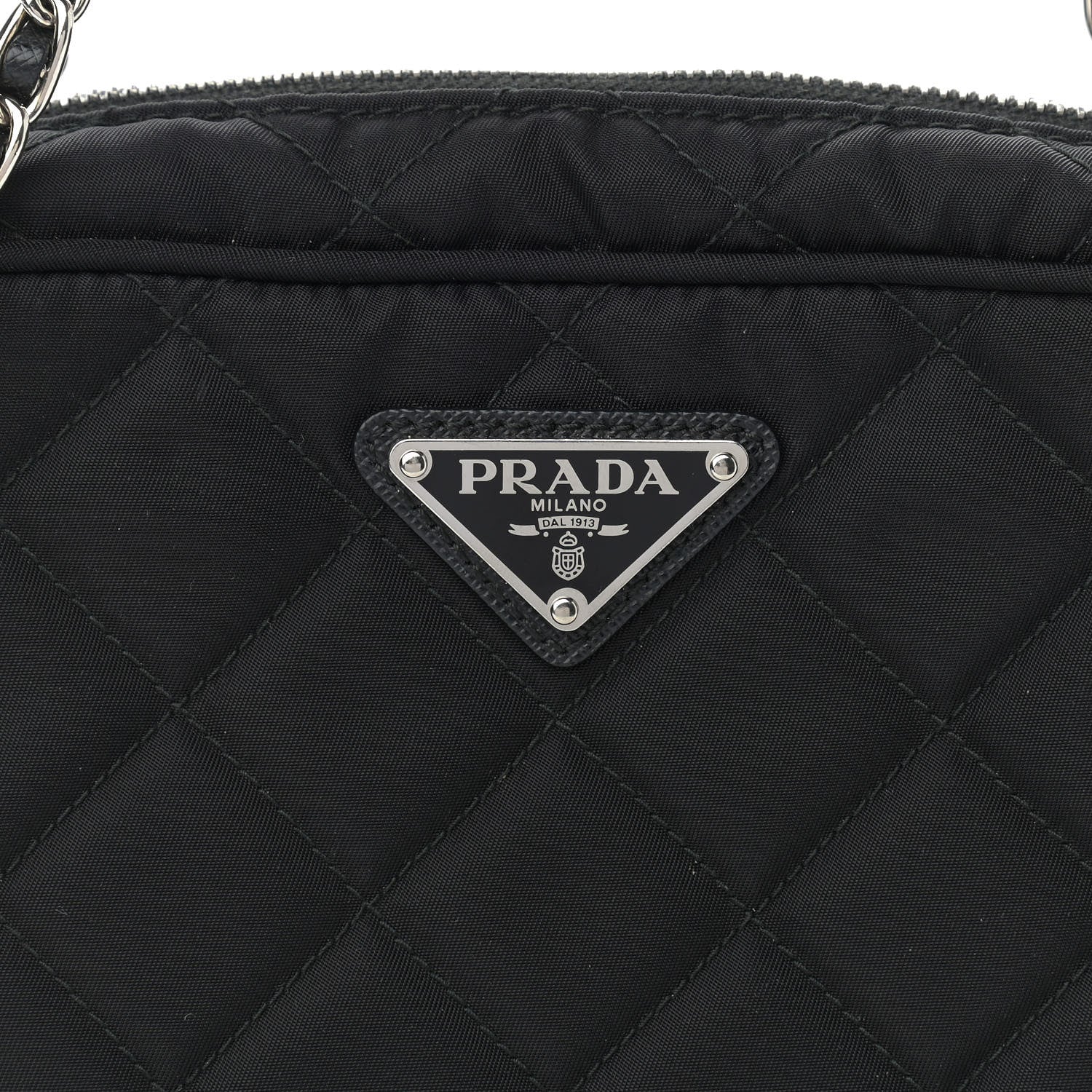 Prada Nylon Tessuto Impuntu Quilted Shoulder Bag Black 7 of 12