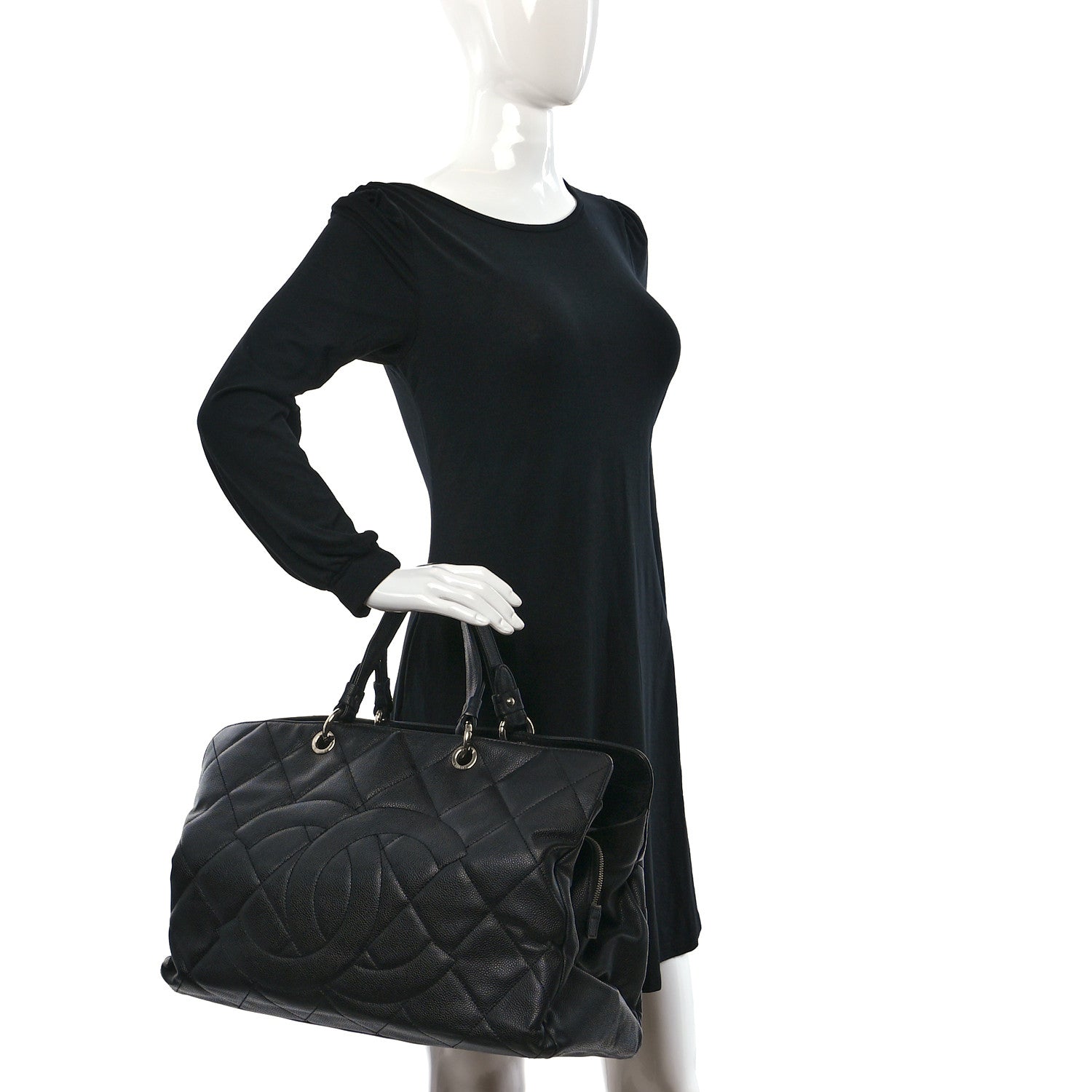 Chanel Soft Caviar Quilted CC Timeless Tote Black 2 of 13