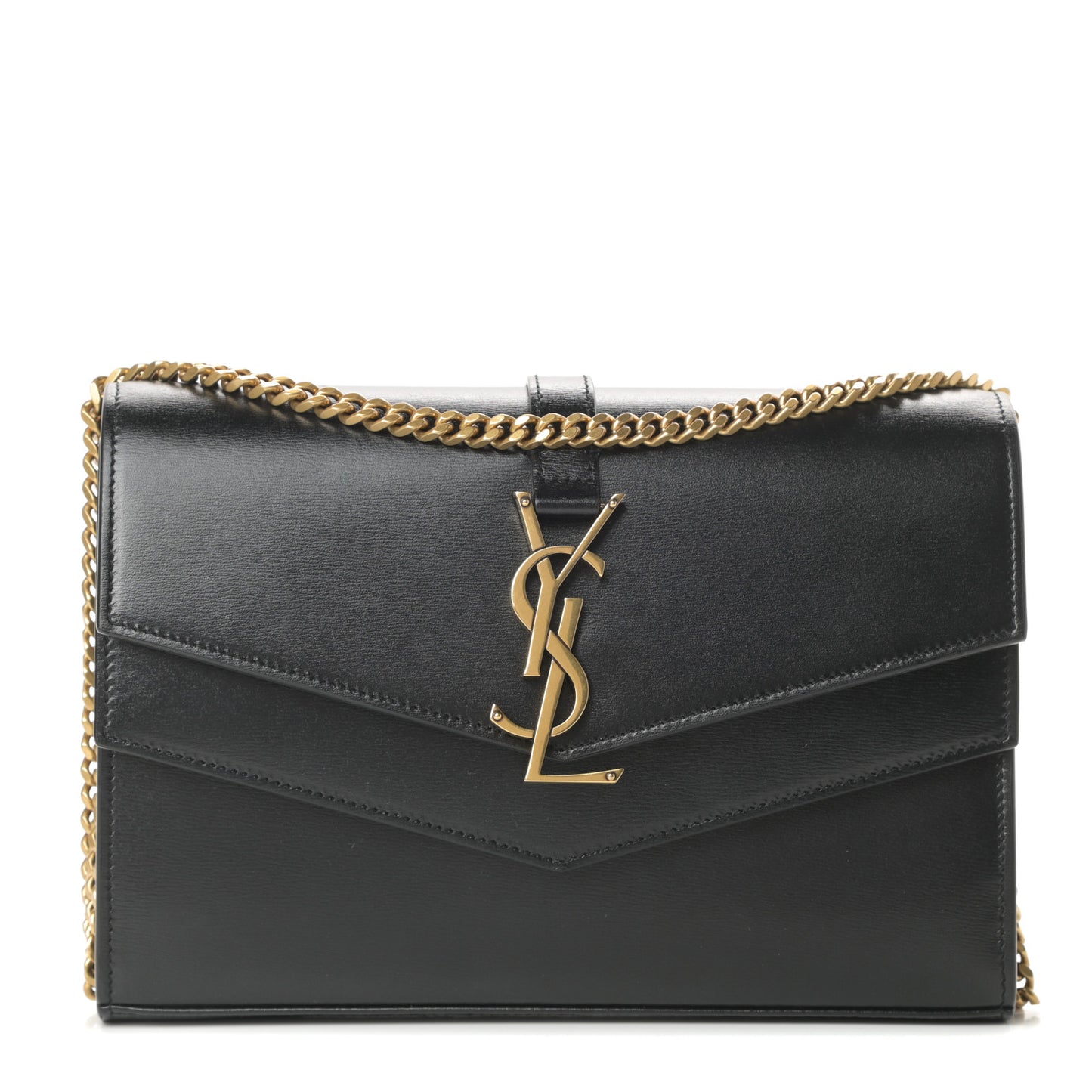 Smooth Calfskin Sulpice Monogram Chain Wallet Black